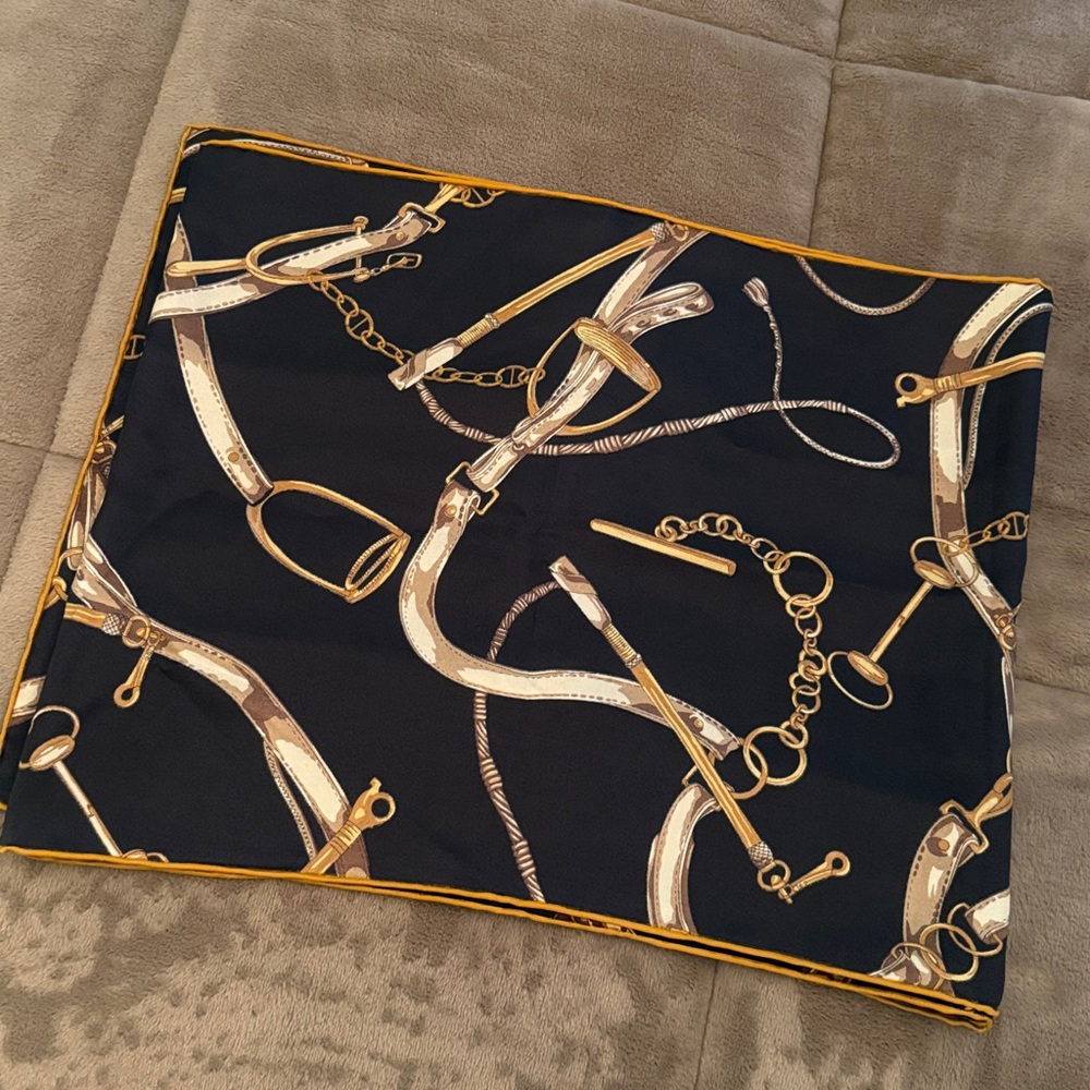 Elegant Black and Gold Scarf Equestrian Themed